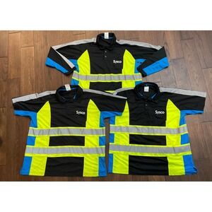 Lot Of 3 SYSCO Aramark Reflective Uniform Polo Shirt Mens 2XL High Vis Work Wear